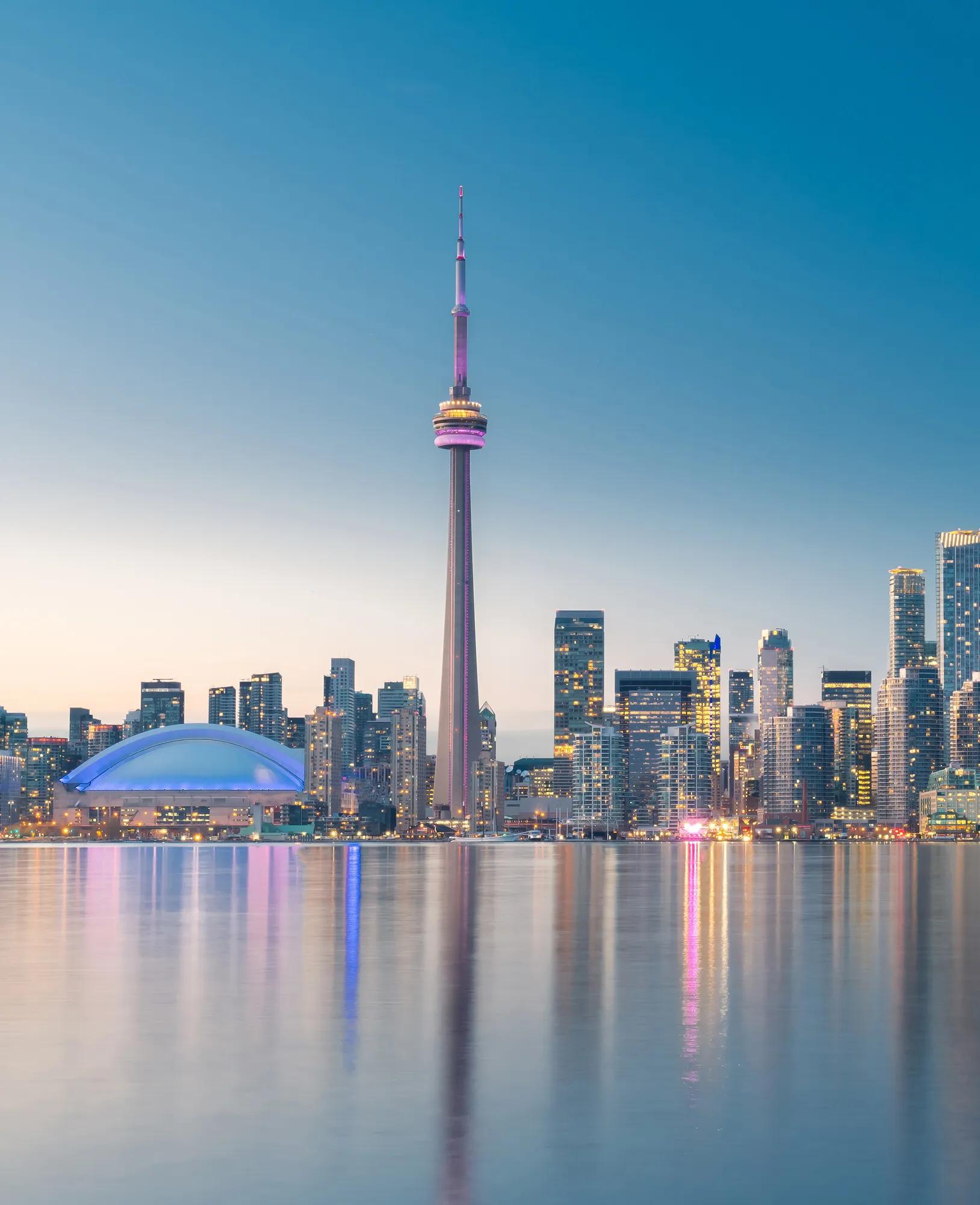 Toronto city skyline at night, Ontario, Canada, a key industrial warehouse market for Link Logistics
